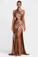 Katarina Halter Dress with Dramatic Side Split