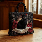 Dunja - Black Cat with Roses and a Book