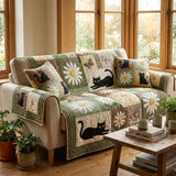 Bloom Cat Harmony | Quilted Sofa Cover