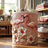 Flamingo Quilted Laundry Basket – Design 0170