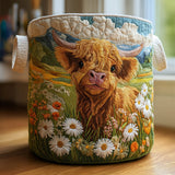 Καπιτονέ καλάθι απλύτων – highland cow και λουλούδια – NCU0PVL441