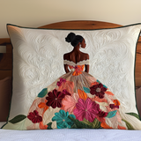 Floral Grace Quilted Cushion Cover