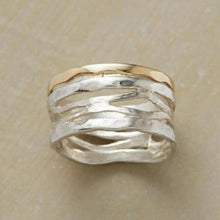 Vintage χρυσό και ασημένιο κούφιο δαχτυλίδι