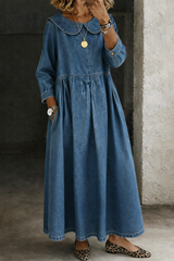 Hero Round Collar Denim Dress