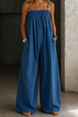 Denim jumpsuit with wide-leg trousers | Christina
