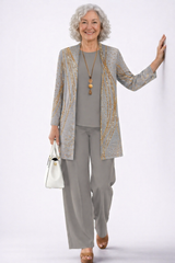 Ali | Women's three-piece set in a grey and gold combination