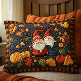 Gnomes & Autumn Harvest Quilted Cushion Cover