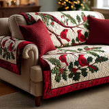 Crimson Cardinals | Quilted Sofa Cover