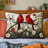 Red Cardinals Quilted Cushion Cover