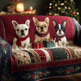 Gift Box Frenchies | Quilted Sofa Cover
