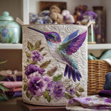 Hummingbird & Flowers Quilted Laundry Basket