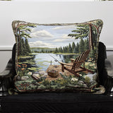 Lake Fishing Quilted Cushion Cover