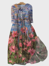 Maxi Dress with an Impressionist Print