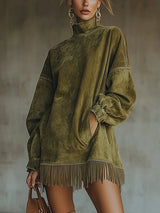 Gabriella High Neck Fringe Dress