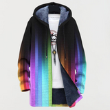Women's Vertical Rainbow Stripe Hooded Cardigan – Lined, Sizes S–5XL