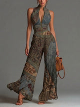 Ema - Chiffon Pleated Wide-Leg Jumpsuit