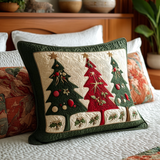 Holly & Forest Quilted Cushion Cover