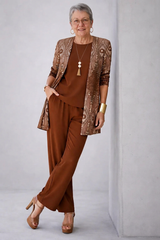Leslie | Women's three-piece set in rust color