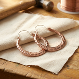 Wide Crescent Copper Hoop Earrings