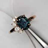 Vintage blue crystal and zirconia ring