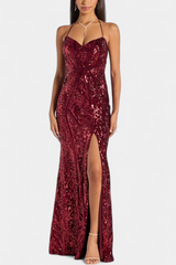 Marianne Sequin Halter Dress