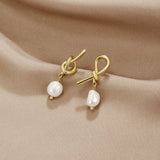 Gold-Tone Knot & Freshwater Pearl Earrings