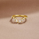 Peace Crystal Gold-Tone Vine Ring