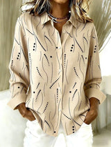 Barbara | Khaki Abstract Print Button-Up Blouse