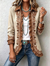 Gordana™ | Bohemian-style floral jacket with ruffles
