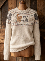 Mittens Cat Print Long-Sleeve Top