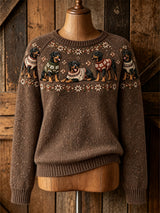 Snowy Dog Print Jumper