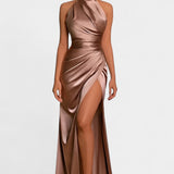 Katarina Halter Dress with Dramatic Side Split