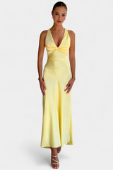Kaia Elegant Twist-Waist V-Neck Dress