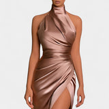 Katarina Halter Dress with Dramatic Side Split