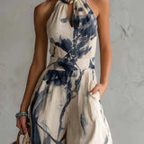 Marijana - Halter Neck Wide Leg Jumpsuit with Pockets