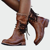 Milica - Leather lace-up boots
