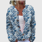 Karin™ - Cardigan with blue leaves