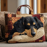 Paula Sleeping Dachshund Quilted Tote Bag