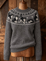 Purrfect Cat Print Long-Sleeve Top