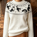 Purrfect Cat Print Long-Sleeve Top