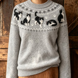 Purrfect Cat Print Long-Sleeve Top