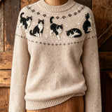 Purrfect Cat Print Long-Sleeve Top