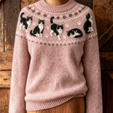 Purrfect Cat Print Long-Sleeve Top