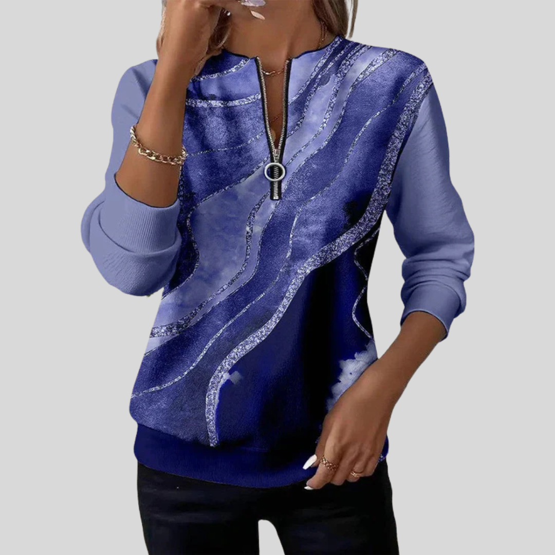 Nirvelle Abstract Half-Zip Top