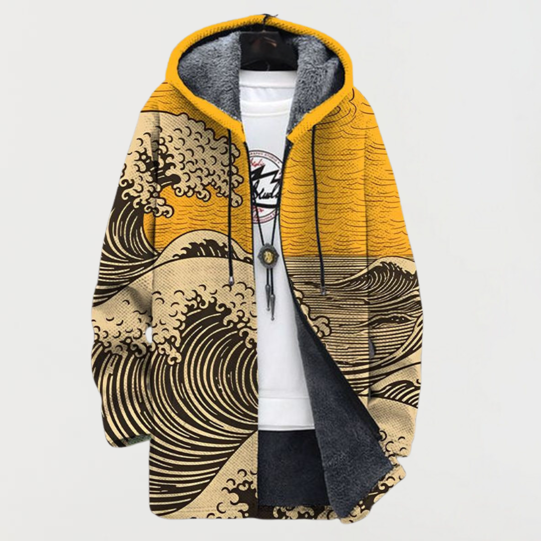 Women's Ocean Wave Print Hooded Cardigan by Anne London, image 3 of 5