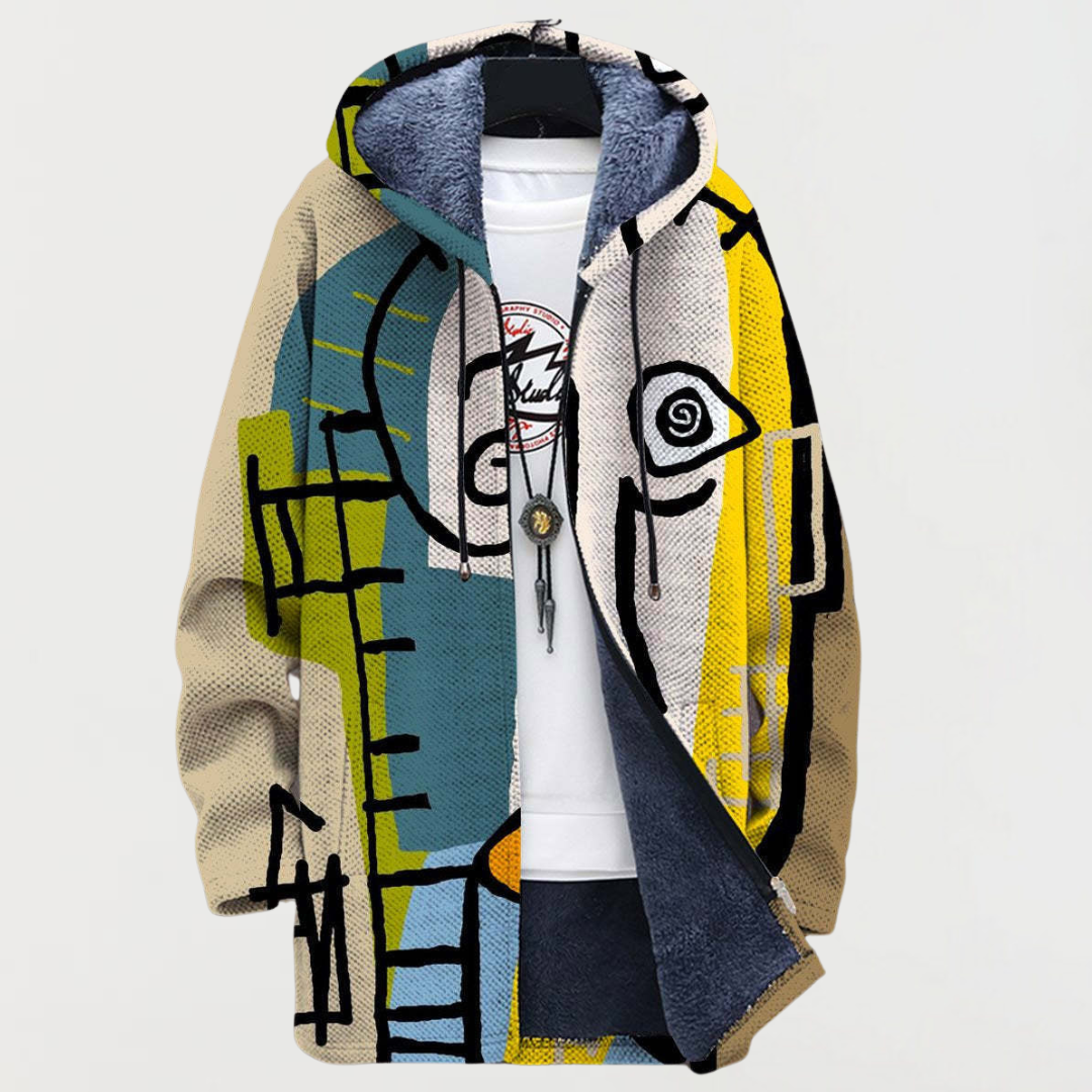 Women's Modern Abstract Print Hooded Cardigan by Anne London, image 2 of 3