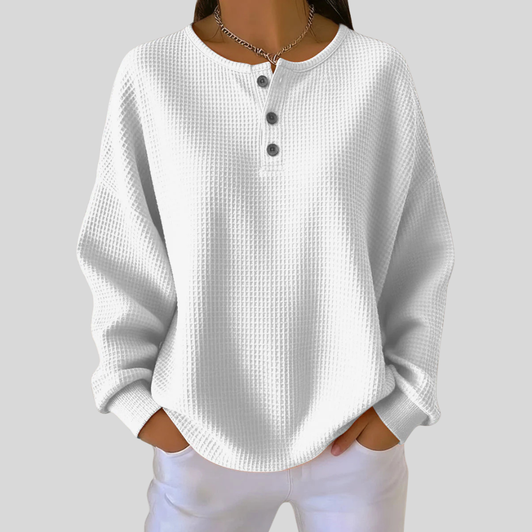 Nessa Plain Waffle Henley Top