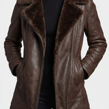 Ravella | Elegant leather jacket with fur lining