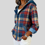 Hildred Denim-Trim Hooded Check Shacket