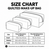 Quilted make-up bag size chart – UK English